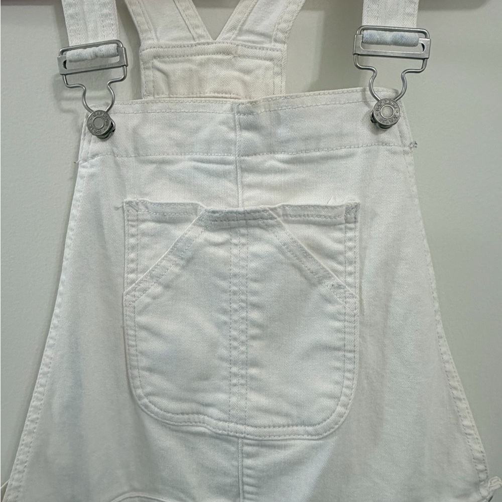 GAP Denim White Short Overalls | Size Small | Frayed Hem - Picture 5 of 7